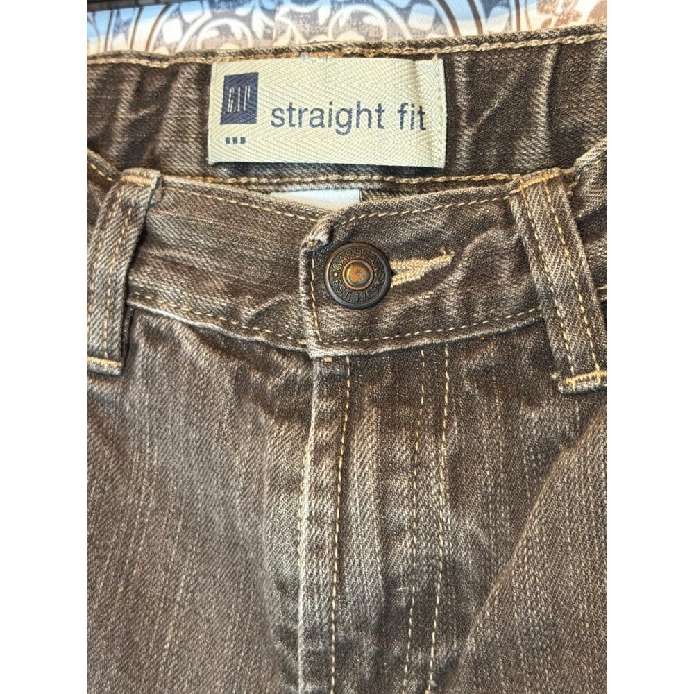 Gap Straight Fit Brown Denim Jeans Size 10 Pre-Owned - Picture 8 of 11